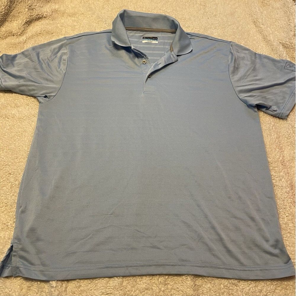 PGA Tour AirFlux Mens Size XL  Blue Short‎ Sleeve Polo Shirt Casual Golf